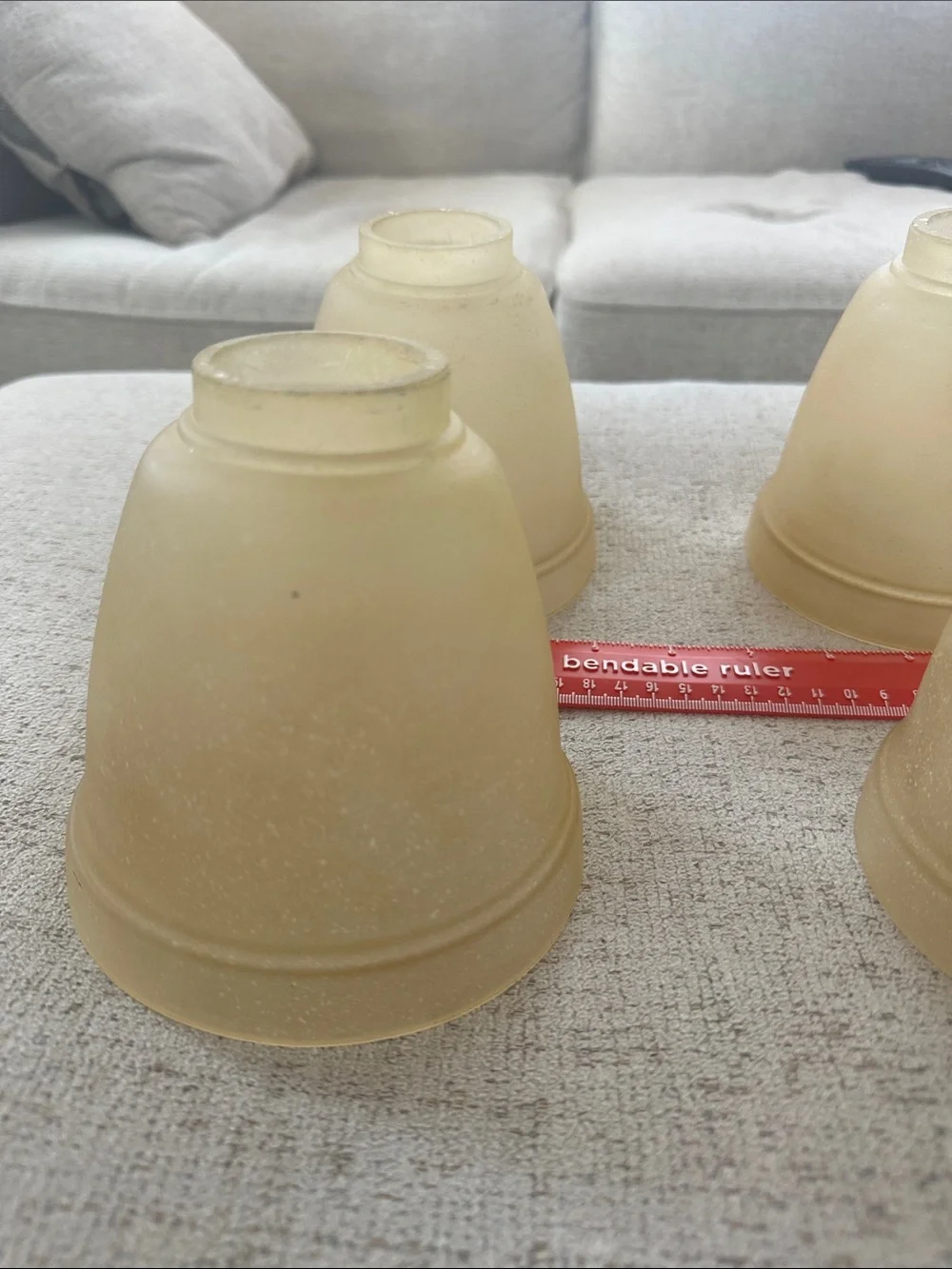 Set of 4 Glass Lamp Shades in Pale Amber